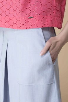 Костюм брючный 2-1971 коралл + голубой Romanovich style