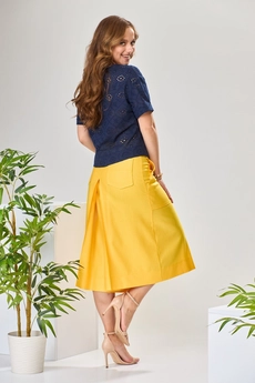 Костюм брючный 2-1971 синий + желтый-1 Romanovich style