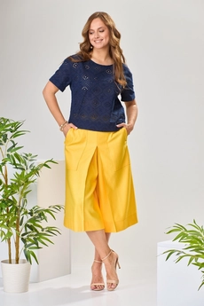 Костюм брючный 2-1971 синий + желтый-1 Romanovich style