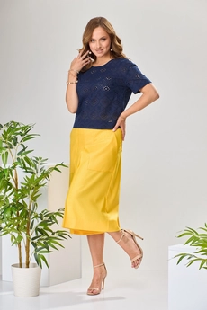 Костюм брючный 2-1971 синий + желтый-1 Romanovich style