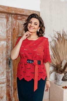 Костюм с юбкой 2-2348 красный + синий Romanovich style
