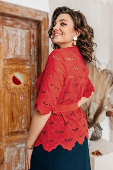 Костюм с юбкой 2-2348 красный + синий Romanovich style