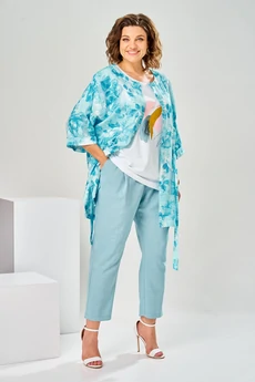 Костюм брючный 3-2377 голубой Romanovich style