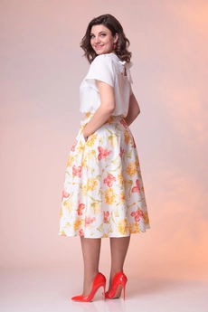 Костюм с юбкой 2-2389 белый + желтый Romanovich style