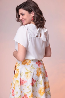 Костюм с юбкой 2-2389 белый + желтый Romanovich style