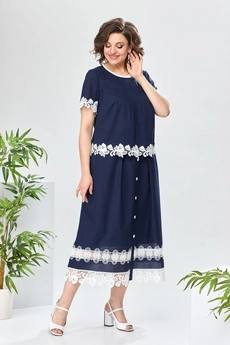 Костюм с юбкой 2-2520 синий Romanovich style
