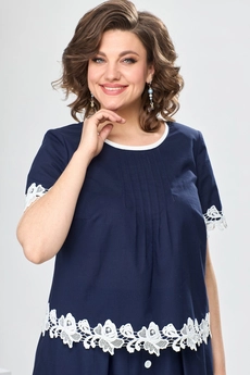 Костюм с юбкой 2-2520 синий Romanovich style