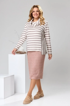 Костюм с юбкой 2-2596 розовый Romanovich style