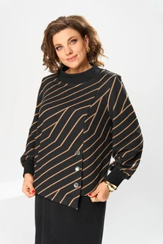 Костюм с юбкой 2-2600 коричневый Romanovich style