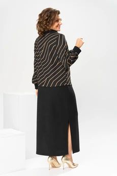 Костюм с юбкой 2-2600 коричневый Romanovich style