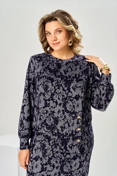 Костюм с юбкой 2-2600 серо-синий Romanovich style