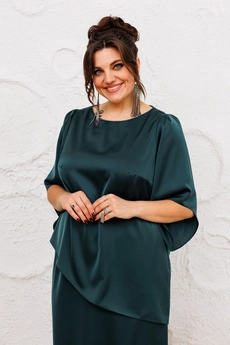 Костюм с юбкой 2-2605 изумрудный Romanovich style