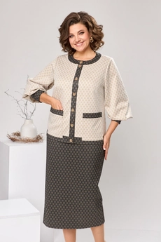 Костюм с юбкой 2-2606 графит + бежевый Romanovich style