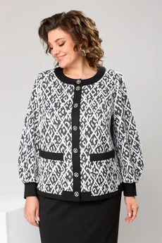 Костюм с юбкой 2-2606 черно-белый Romanovich style