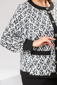 Костюм с юбкой 2-2606 черно-белый Romanovich style