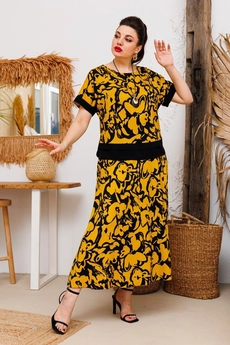 Костюм с юбкой 2-2661 горчица Romanovich style