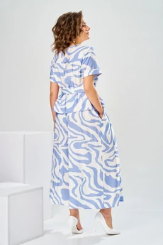 Костюм брючный 2-2704 бело-голубой Romanovich style