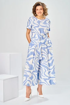 Костюм брючный 2-2704 бело-голубой Romanovich style
