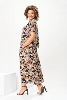 Костюм брючный 2-2704 коричневые цветы Romanovich style