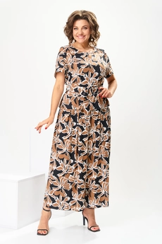 Костюм брючный 2-2704 коричневые цветы Romanovich style
