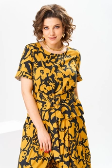 Костюм брючный 2-2704 чёрный жёлтый Romanovich style