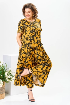 Костюм брючный 2-2704 чёрный жёлтый Romanovich style