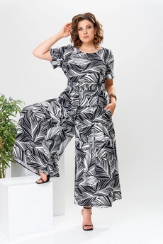Костюм брючный 2-2704 черно-белый Romanovich style