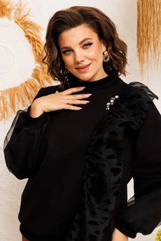Костюм брючный 2-2743 чёрный + коричневый Romanovich style