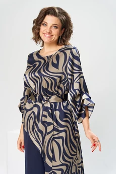 Костюм брючный 2-2750 дизайн + синий Romanovich style
