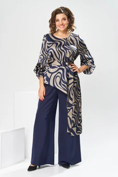 Костюм брючный 2-2750 дизайн + синий Romanovich style
