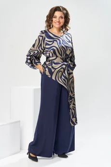 Костюм брючный 2-2750 дизайн + синий Romanovich style