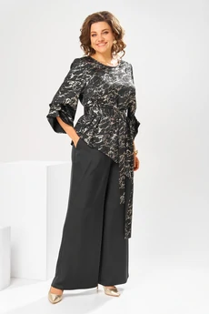 Костюм брючный 2-2750 черный разводы Romanovich style