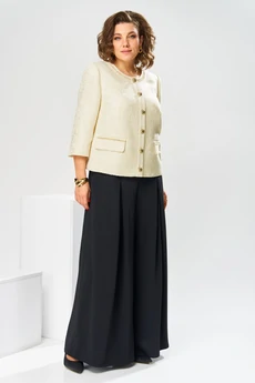Костюм брючный 2-2848 молочный + чёрный Romanovich style