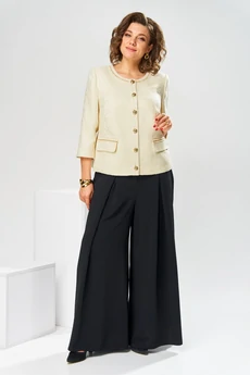 Костюм брючный 2-2848 молочный + чёрный Romanovich style