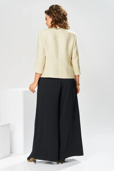 Костюм брючный 2-2848 молочный + чёрный Romanovich style