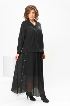 Костюм с юбкой 2-2856 черный Romanovich style