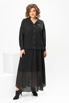 Костюм с юбкой 2-2856 черный Romanovich style