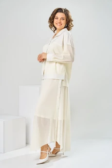 Костюм с юбкой 2-2856 молочный Romanovich style