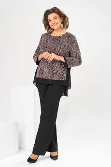 Костюм брючный 2-2880 чёрный + клевер Romanovich style