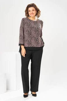 Костюм брючный 2-2880 чёрный + клевер Romanovich style