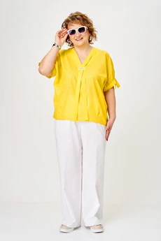 Костюм брючный 2-2896 жёлтый + белый Romanovich style