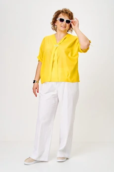 Костюм брючный 2-2896 жёлтый + белый Romanovich style