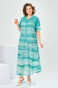 Костюм с юбкой 2-2904 бирюзовый Romanovich style