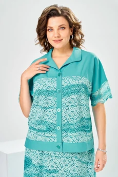 Костюм с юбкой 2-2904 бирюзовый Romanovich style