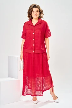 Костюм с юбкой 2-2904 красный Romanovich style