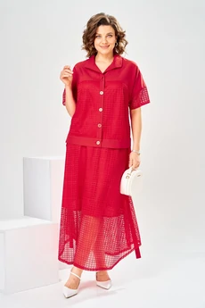 Костюм с юбкой 2-2904 красный Romanovich style