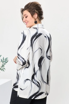 Костюм брючный 2-2617 чёрный + белый Romanovich style