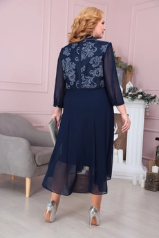 Костюм с платьем 3-1490 синие тона Romanovich style