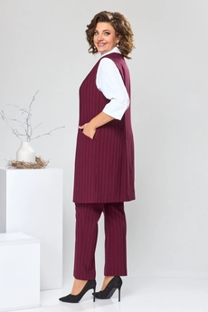 Костюм брючный 3-1759 белый + бордо Romanovich style