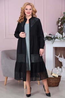 Костюм с платьем 3-2286 черный + мятный Romanovich style